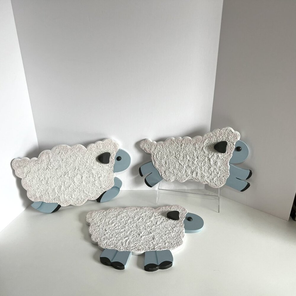 Home Interiors Kids Textured Counting Sheep Nursery Decor Wood Wall Hanging